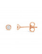 Round Rub-Over Set Solitaire Diamond Earrings, Set in 18ct Rose Gold. Tdw 0.35ct